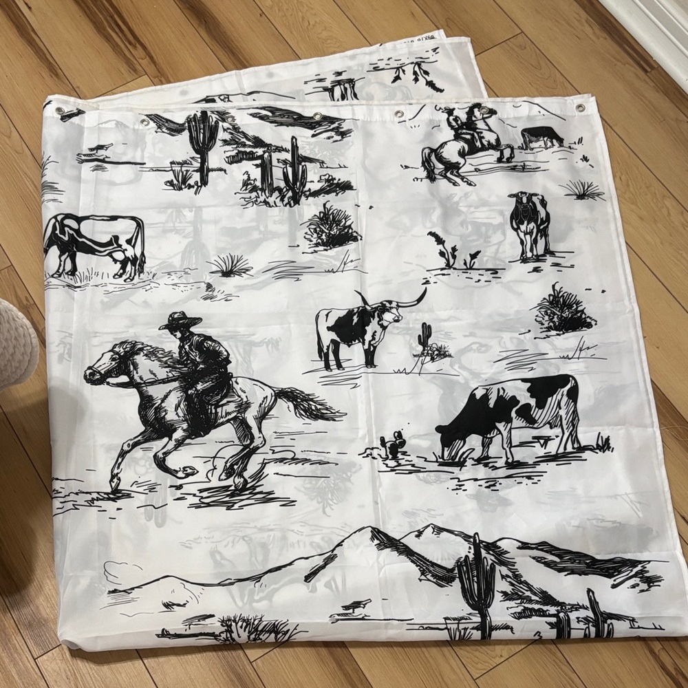 Western Cowboy Black & White Shower Curtain